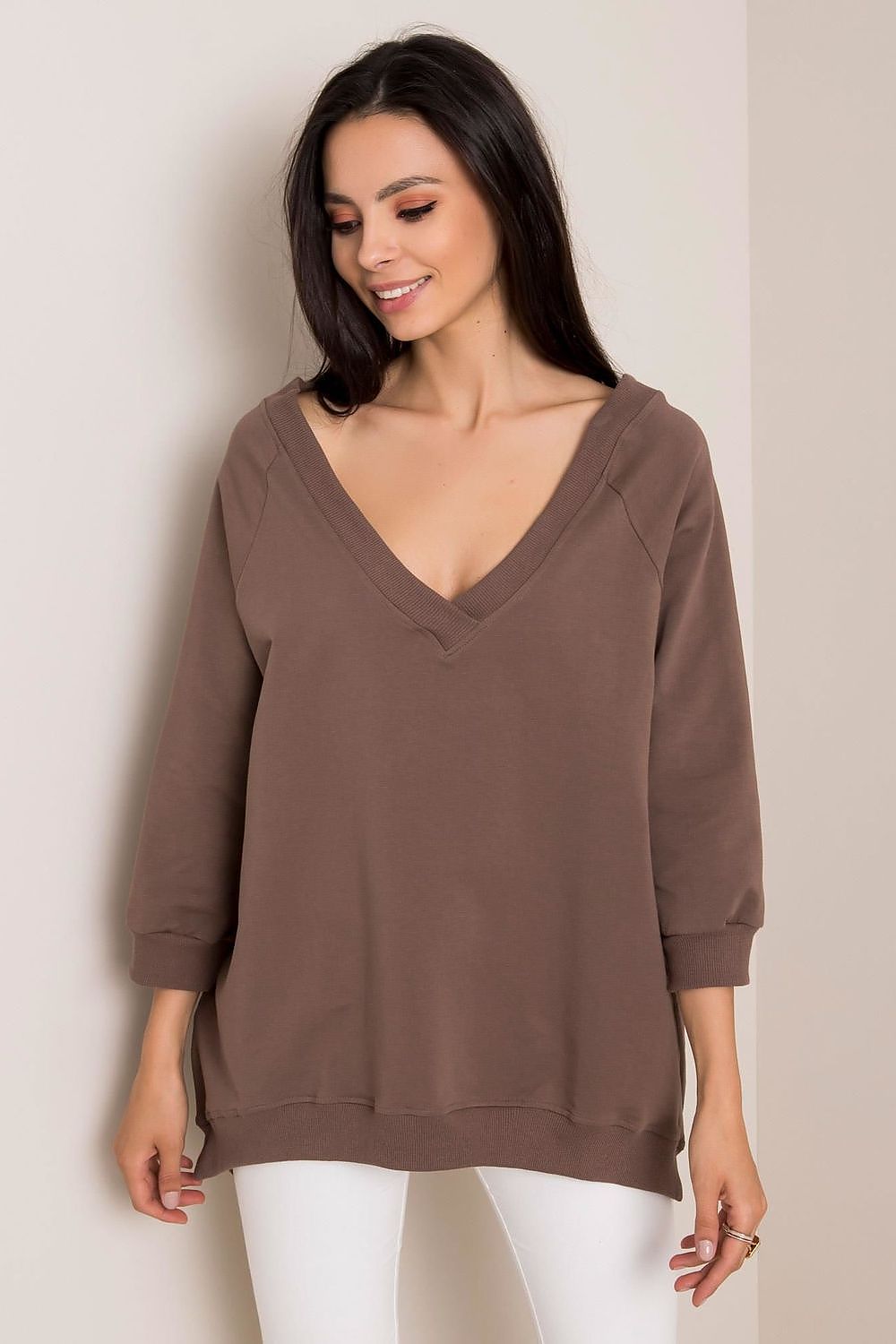   Bluza Damska Model RV-BL-5676.09 Brown - Rue Paris 