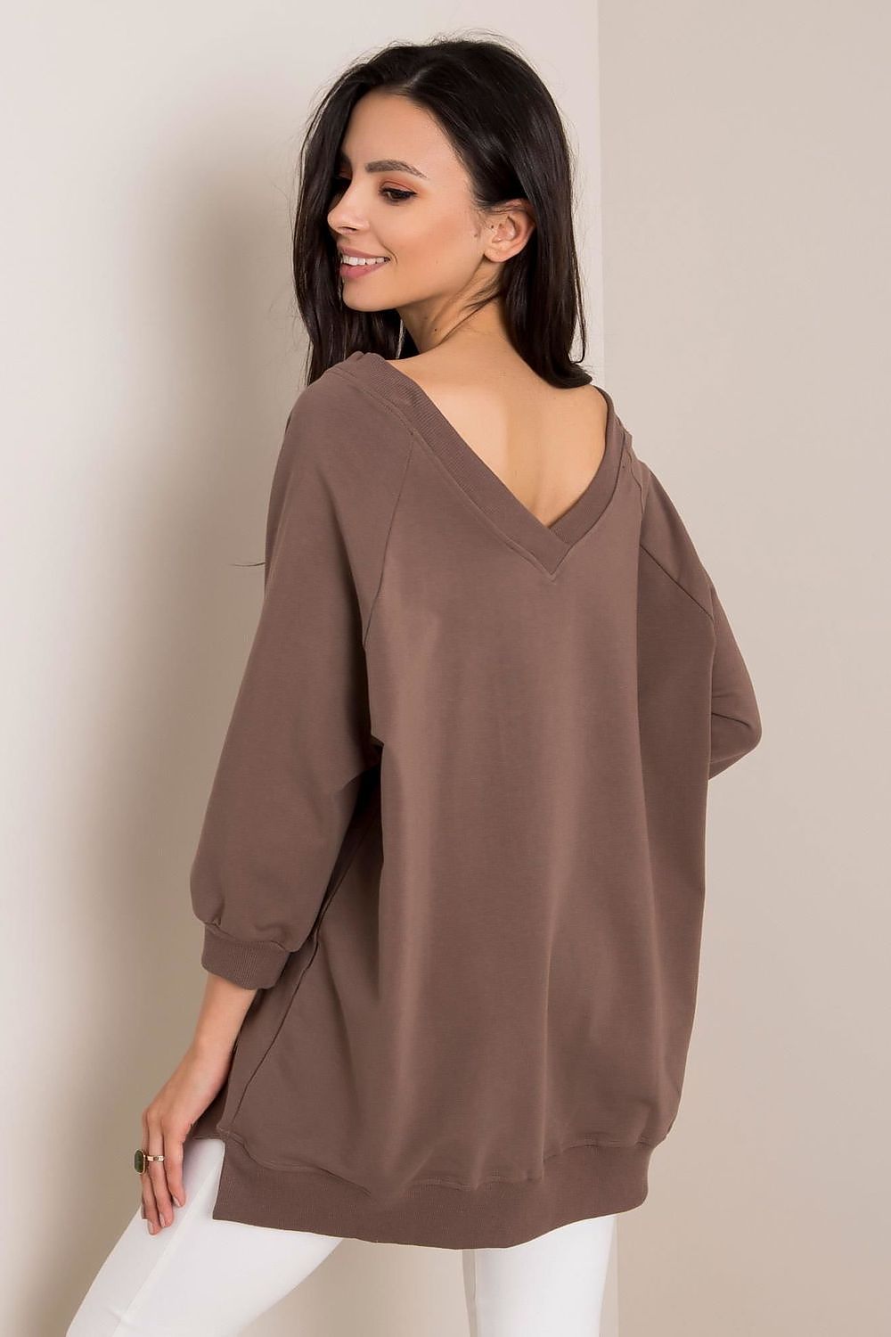   Bluza Damska Model RV-BL-5676.09 Brown - Rue Paris 