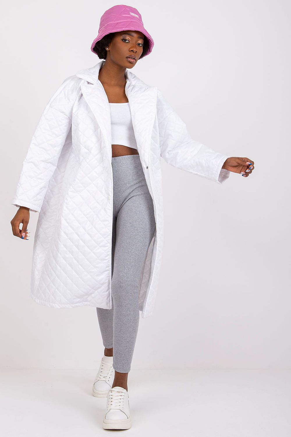   Płaszcz Damski Model EM-PL-655.91 White - Ex Moda 