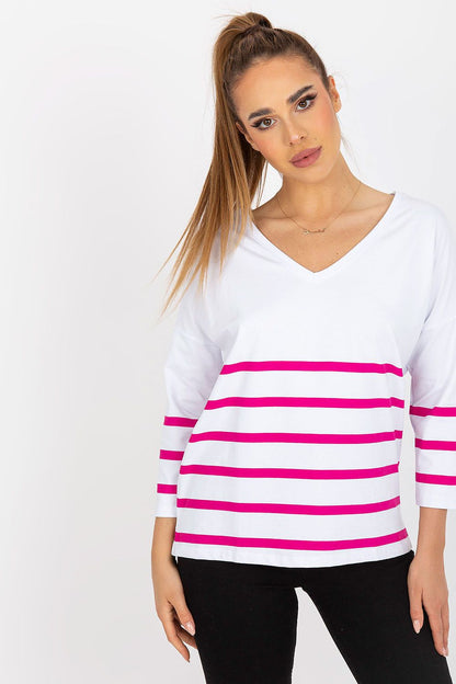   Bluzka Model RV-BZ-8008.63 White/Pink - Rue Paris 