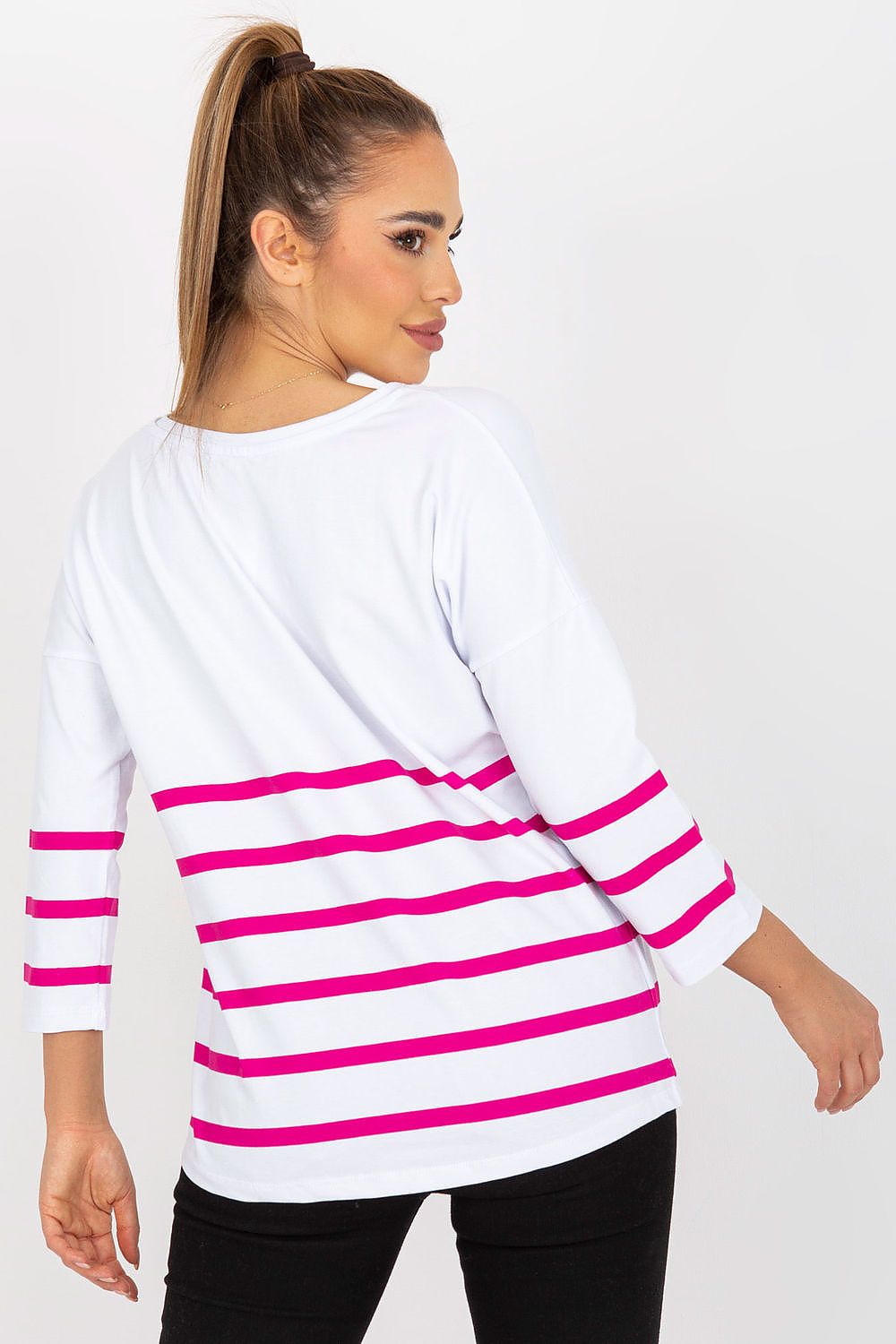   Bluzka Model RV-BZ-8008.63 White/Pink - Rue Paris 