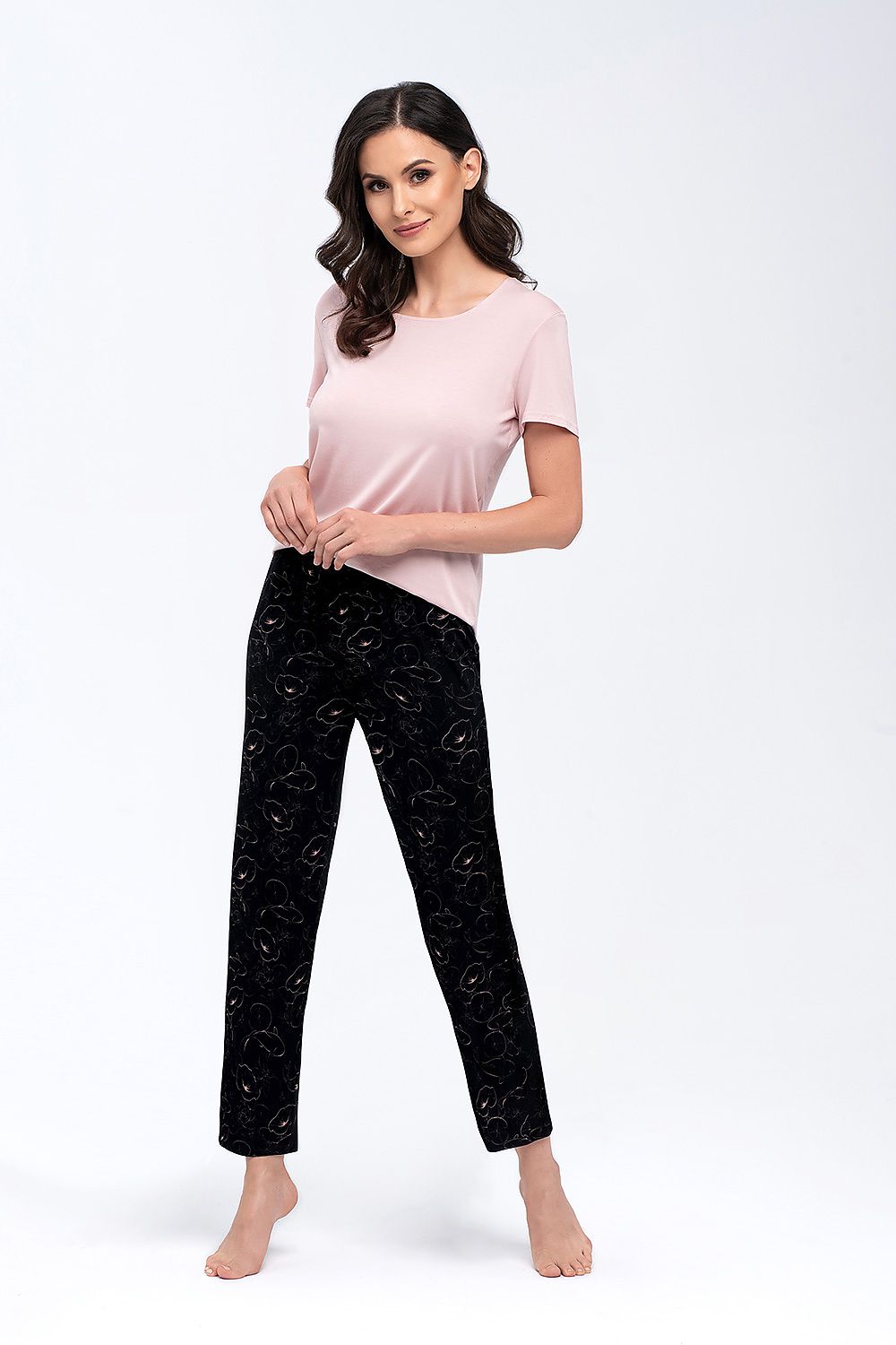  Piżama Damska Model Koi Beige/Black - Babella 