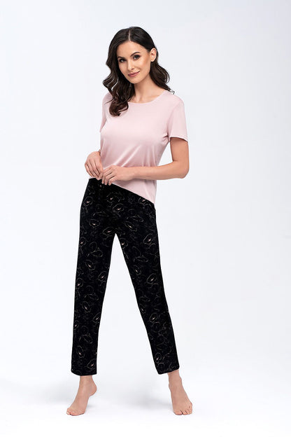  Piżama Damska Model Koi Beige/Black - Babella 
