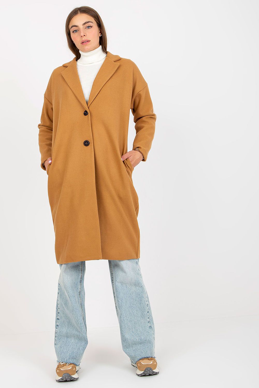   Płaszcz Damski Model TW-PL-BI-7298-1.15 Camel - Och Bella 