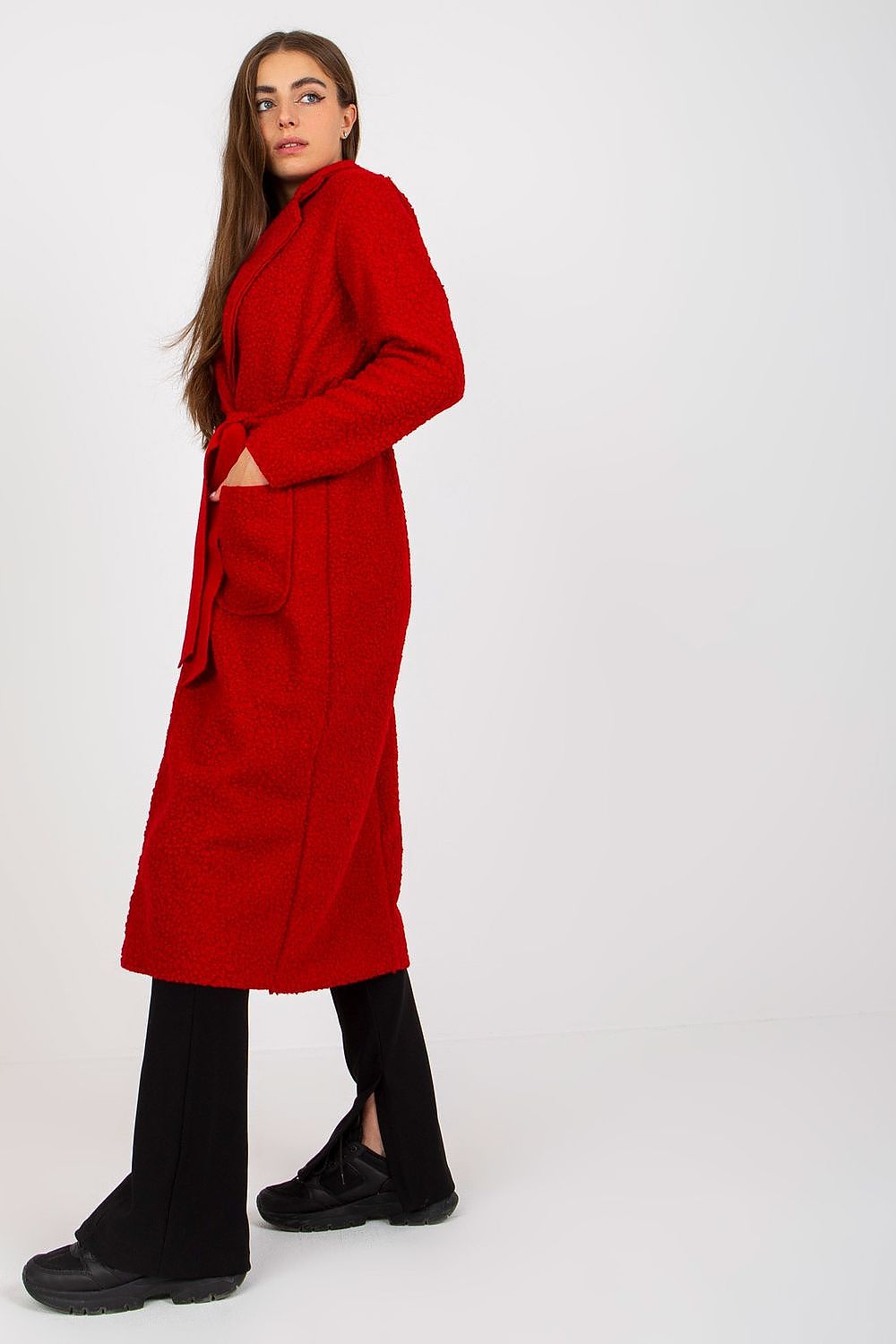   Płaszcz Damski Model TW-PL-BI-5220.63 Dark Red - Och Bella 