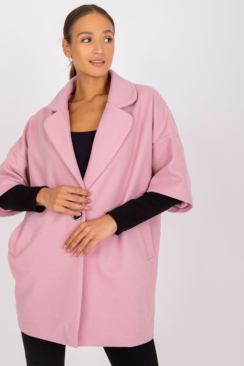   Płaszcz Damski Model CHA-PL-0409.30X Light Pink - Rue Paris 