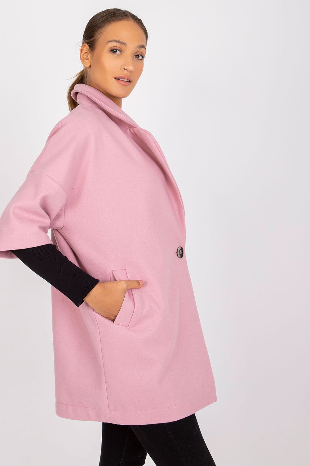   Płaszcz Damski Model CHA-PL-0409.30X Light Pink - Rue Paris 