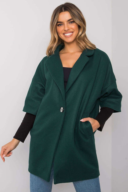   Płaszcz Damski Model CHA-PL-0409.30X Dark Green - Rue Paris 