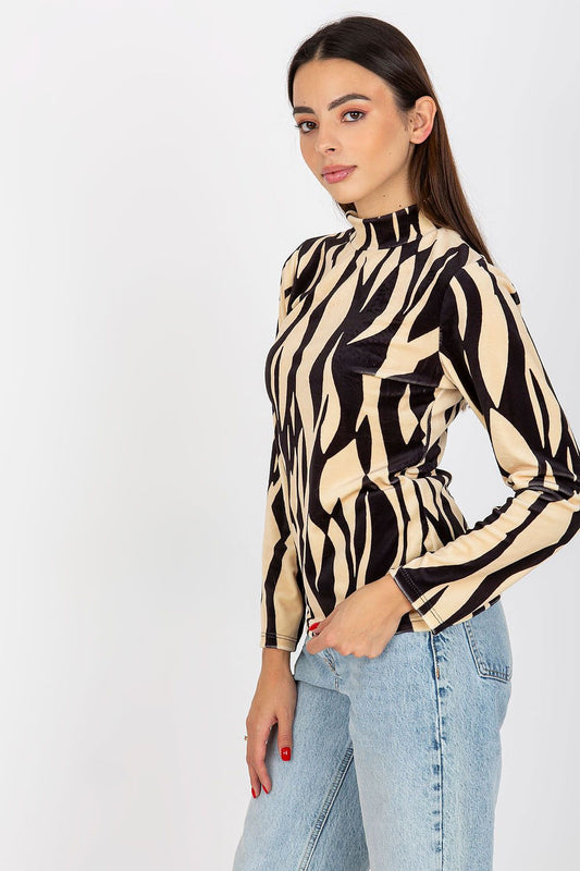   Bluzka Model RP-BZ-8187-1.02X Black/Beige - Rue Paris 
