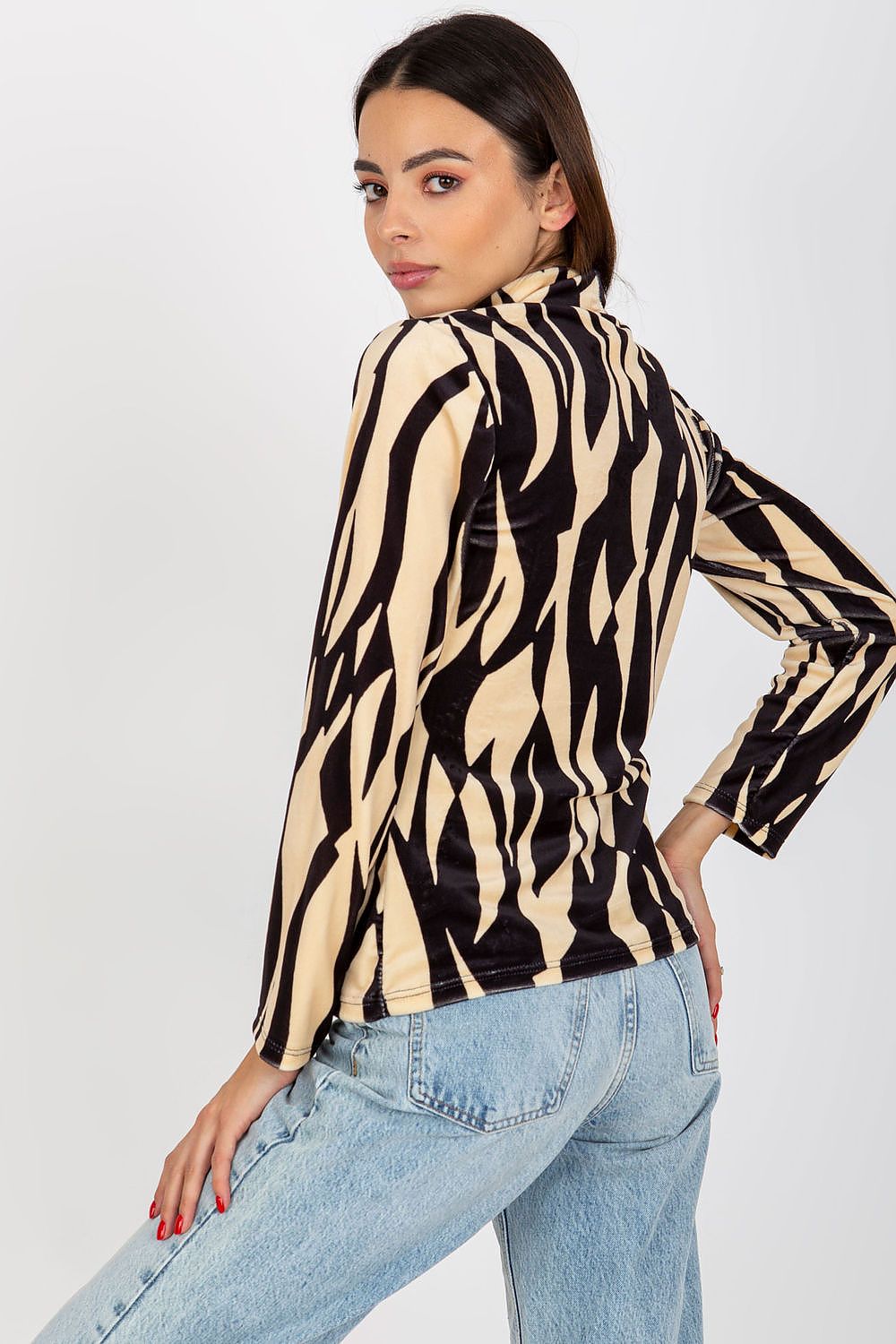   Bluzka Model RP-BZ-8187-1.02X Black/Beige - Rue Paris 