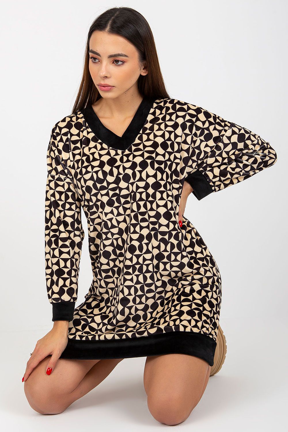  Sukienka Model RP-TU-8189-3.66 Black/Beige - Rue Paris 
