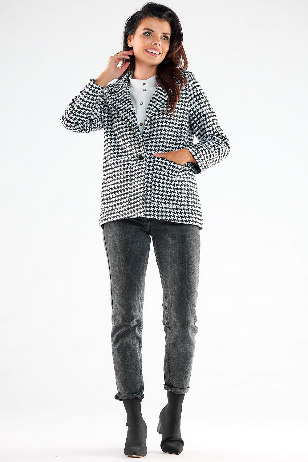   Kurtka Damska Model A545 Houndstooth - awama 