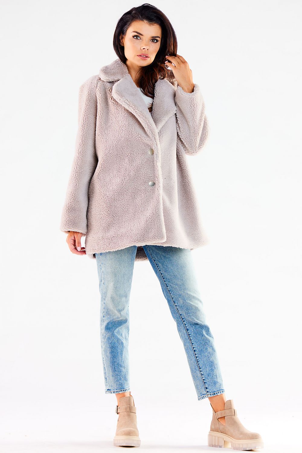   Płaszcz Damski Model A534 Beige - awama 