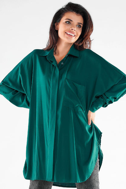  Koszula Damska Model A528 Bottle Green - awama 