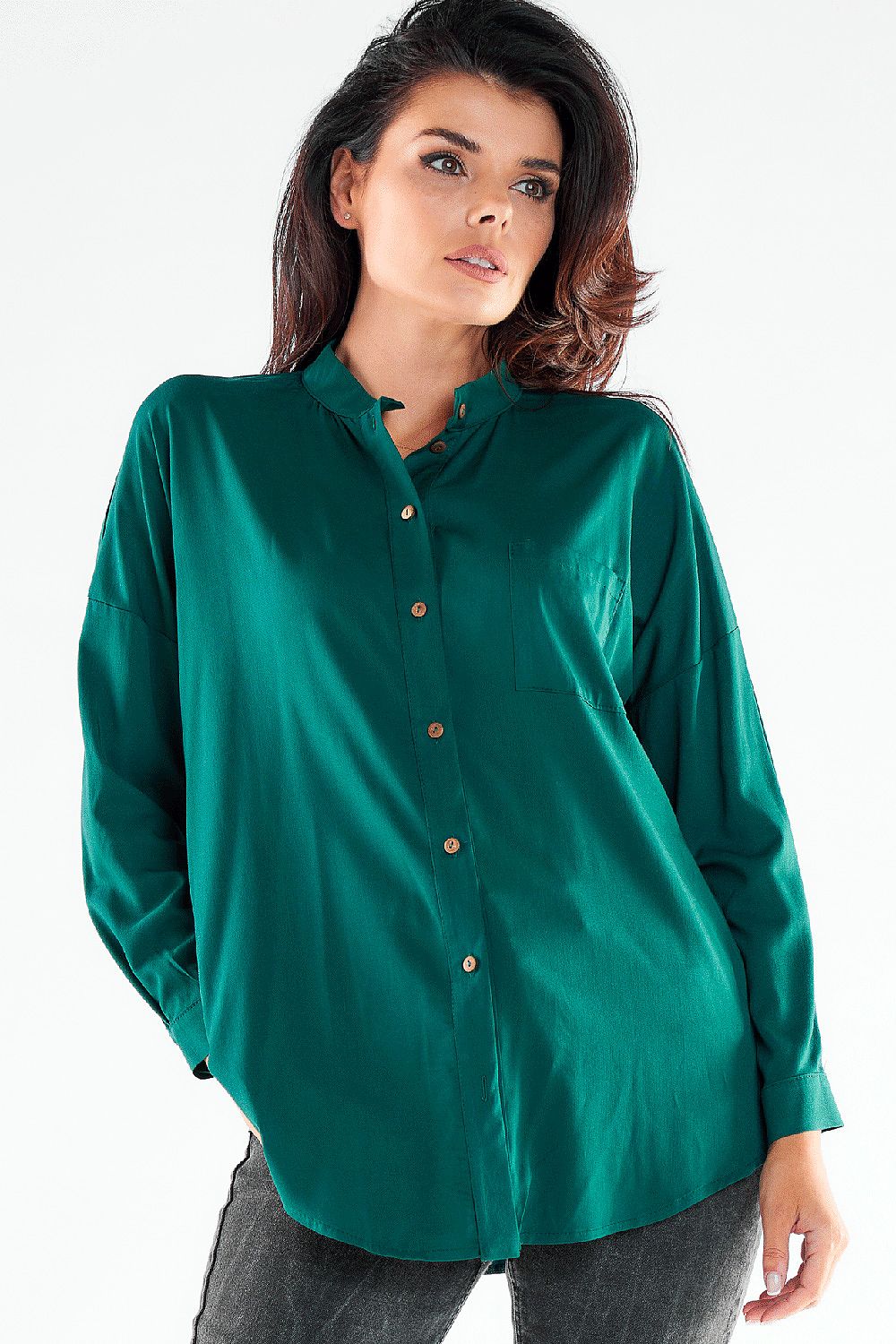   Koszula Damska Model A525 Bottle Green - awama 