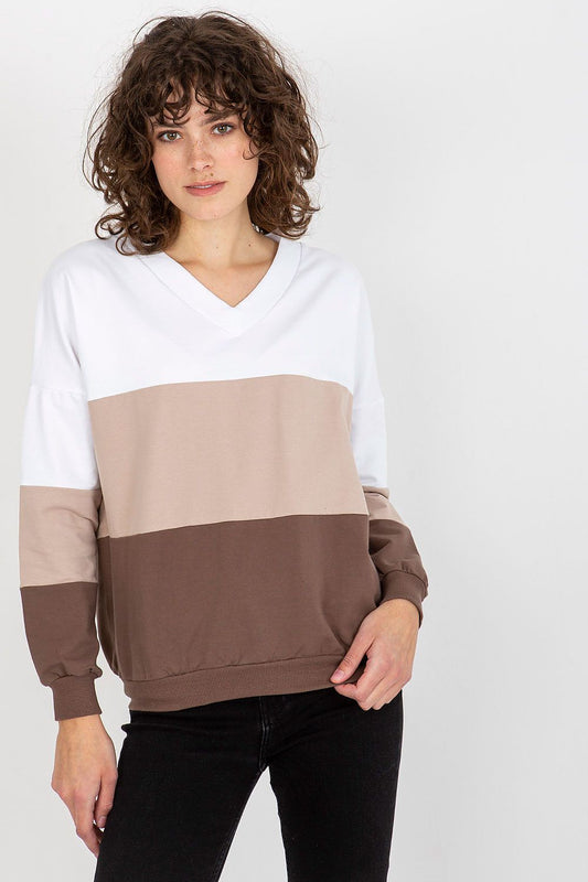   Bluza Damska Model RV-BL-8328.65P White/Brown - Rue Paris 
