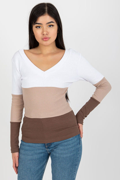   Bluzka Model RV-BZ-8429.18P White/Brown - Rue Paris 