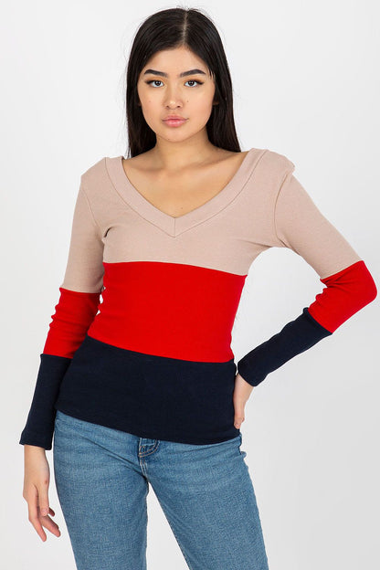   Bluzka Model RV-BZ-8429.41P Navy/Red - Rue Paris 