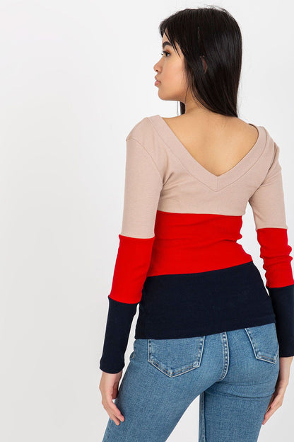   Bluzka Model RV-BZ-8429.41P Navy/Red - Rue Paris 