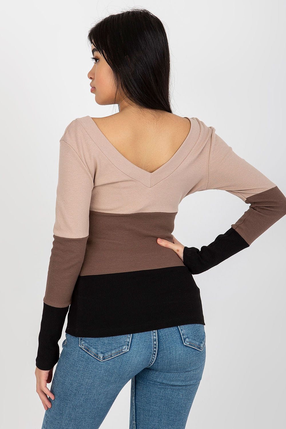  Bluzka Model RV-BZ-8429.31P Black/Beige - Rue Paris 