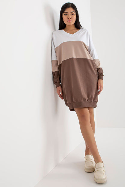  Sukienka Model RV-SK-8382.31 White/Brown - Rue Paris 