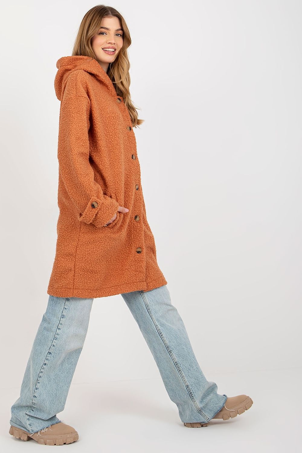   Płaszcz Damski Model RV-PL-8449.98P Dark Orange - Relevance 
