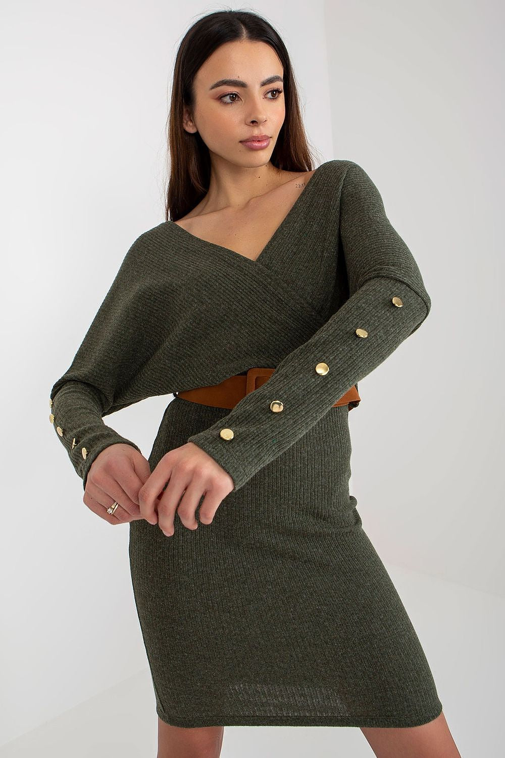  Sukienka Model TW-SK-BE-BQ183.19 Khaki - Och Bella 