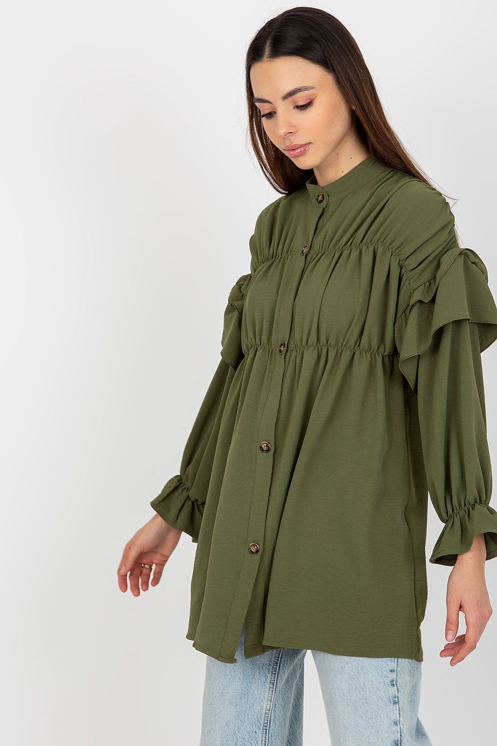   Koszula Damska Model TW-KS-BI-2021745.13X Khaki - Och Bella 