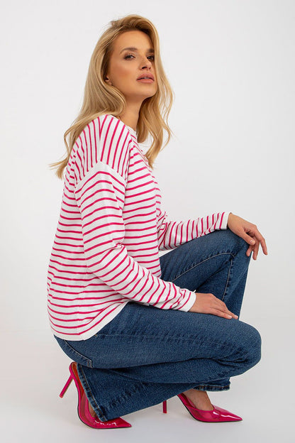   Sweter Damski Model LC-SW-6006.22 White/Pink - Rue Paris 