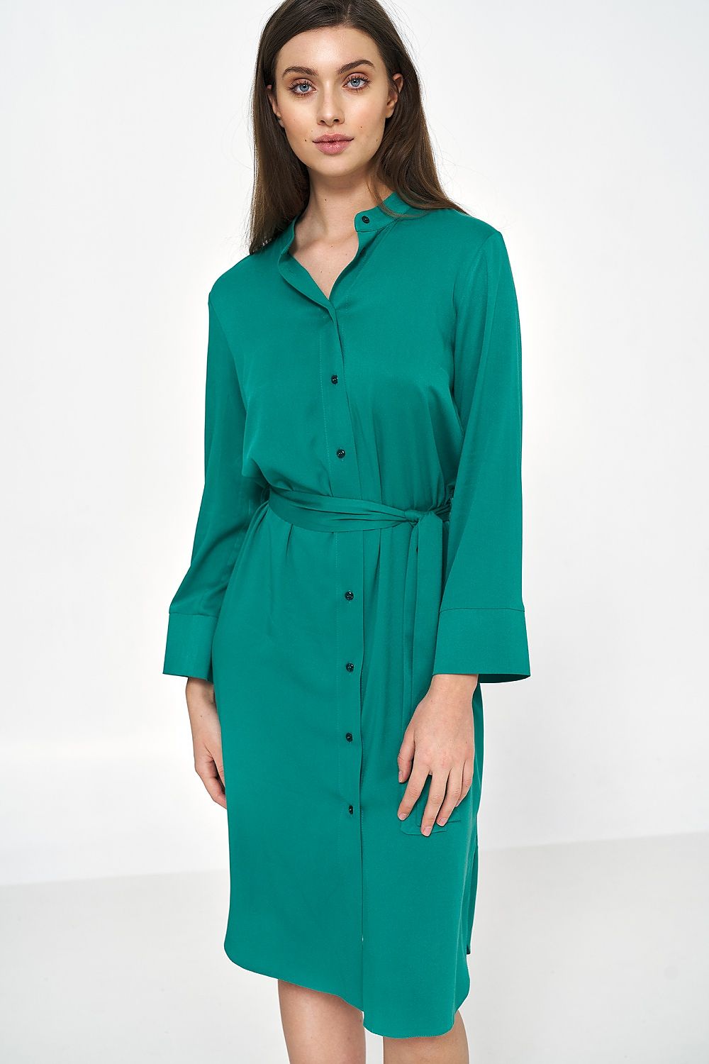  Sukienka Zielona wiskozowa sukienka midi S217 Green - Nife 