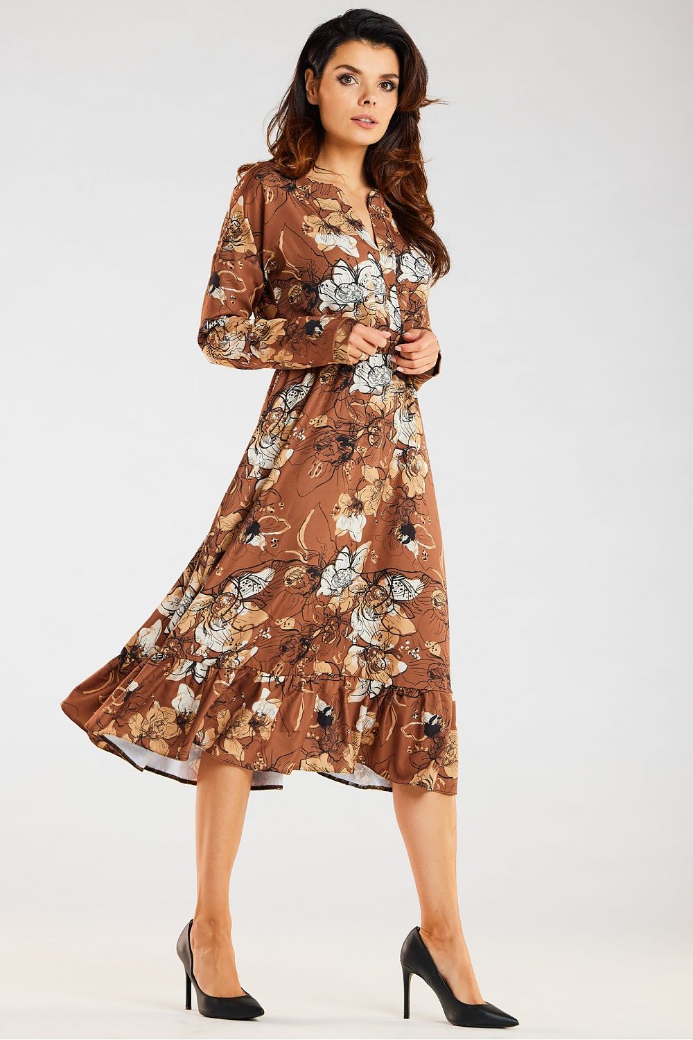  Sukienka Model A468 Brown Pattern - awama 