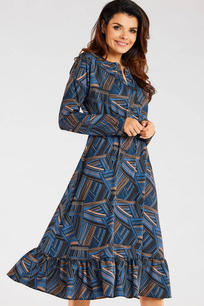  Sukienka Model A468 Navy/Brown Pattern - awama 