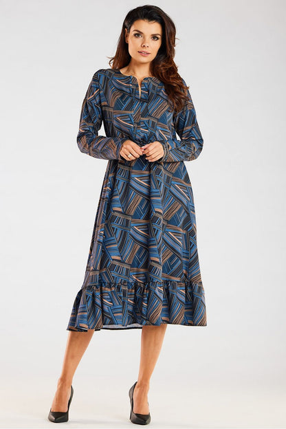  Sukienka Model A468 Navy/Brown Pattern - awama 