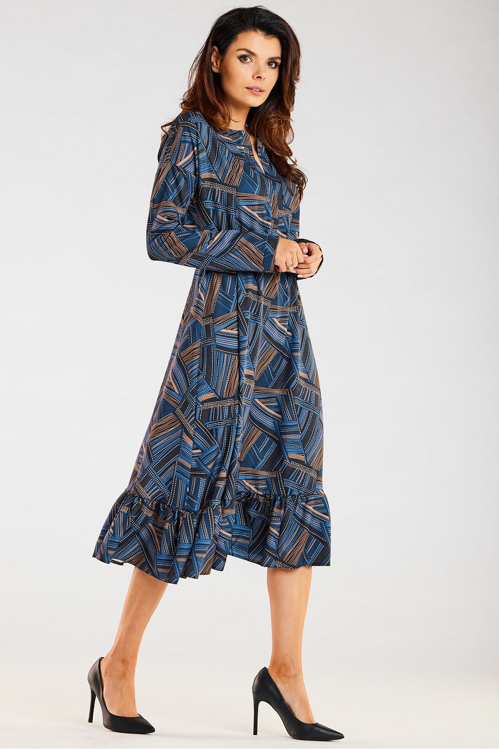  Sukienka Model A468 Navy/Brown Pattern - awama 