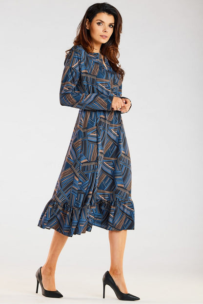  Sukienka Model A468 Navy/Brown Pattern - awama 