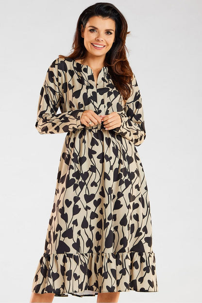  Sukienka Model A468 Beige/Black Hearts - awama 