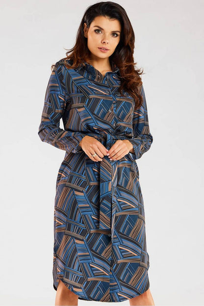  Sukienka Model A465 Navy/Brown Pattern - awama 