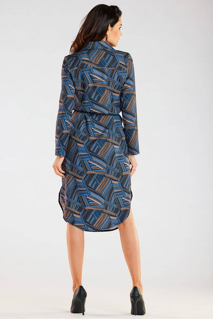 Sukienka Model A465 Navy/Brown Pattern - awama 