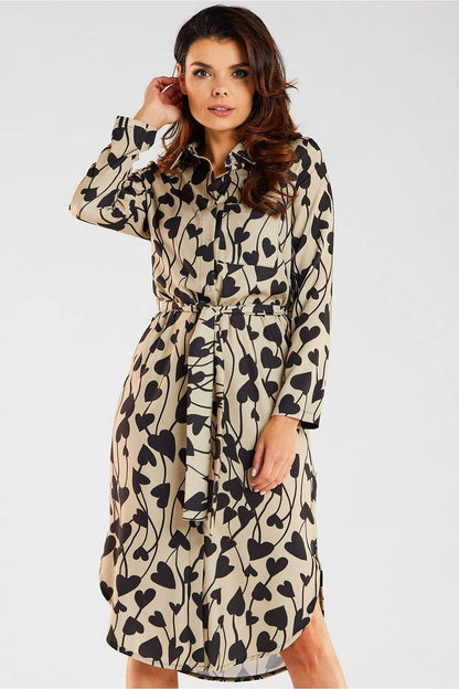  Sukienka Model A465 Beige/Black Hearts - awama 