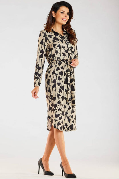  Sukienka Model A465 Beige/Black Hearts - awama 
