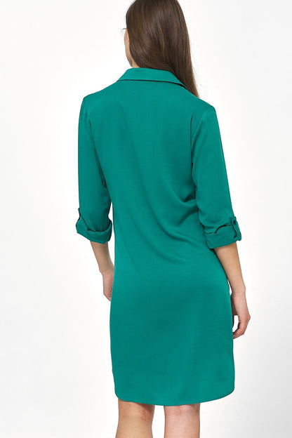  Sukienka Zielona sukienka oversize z podwijanym rękawem S226 Green - Nife 