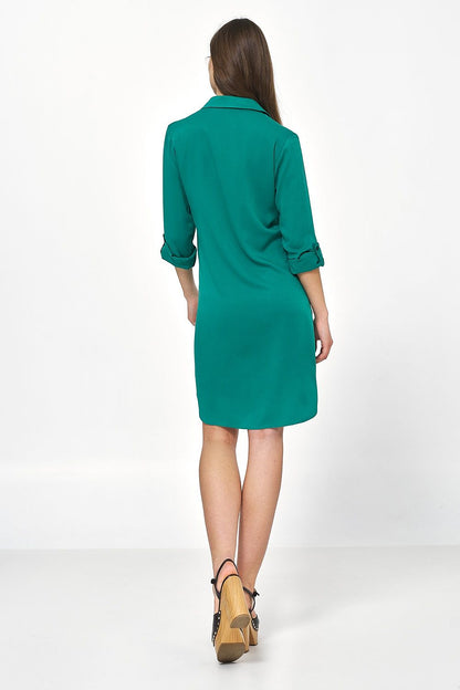  Sukienka Zielona sukienka oversize z podwijanym rękawem S226 Green - Nife 