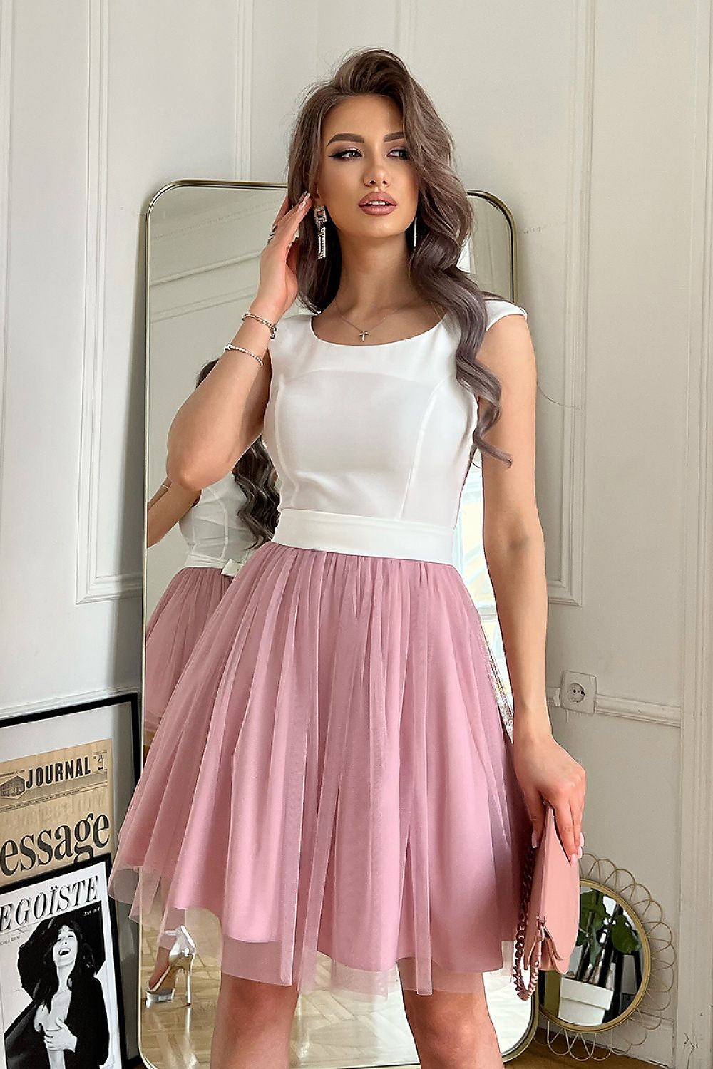  Sukienka Model 283-36 Ecru/Dirty_Pink - Bicotone 