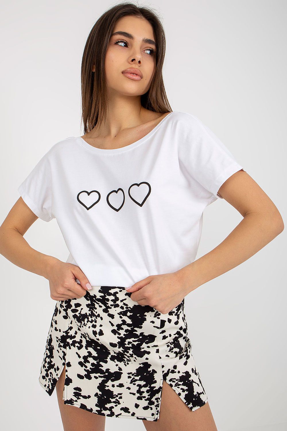   T-shirt Damski Model RV-TS-5650.07P White/Black - Rue Paris 