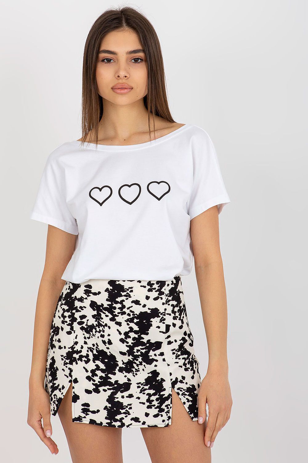   T-shirt Damski Model RV-TS-5650.07P White/Black - Rue Paris 