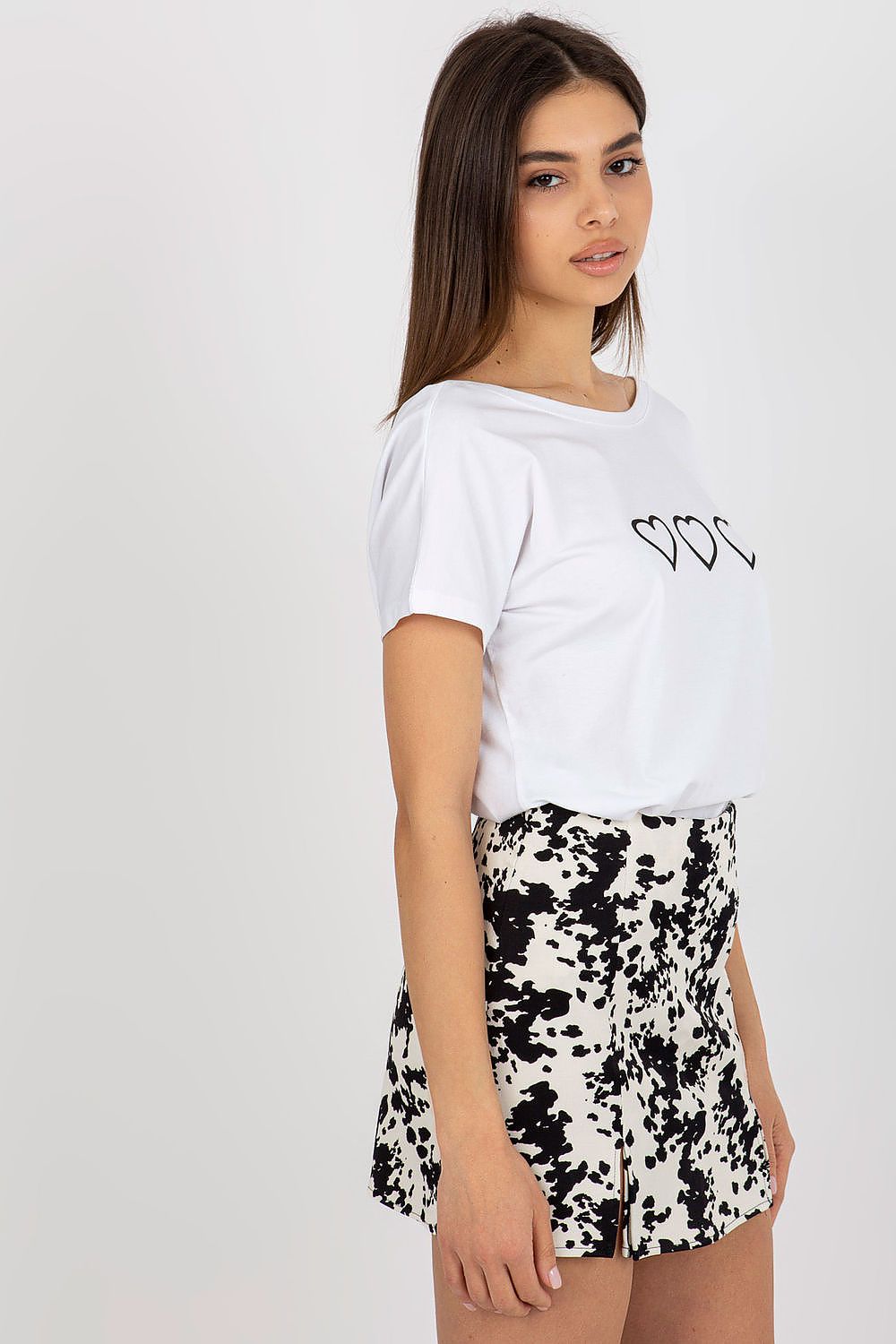   T-shirt Damski Model RV-TS-5650.07P White/Black - Rue Paris 