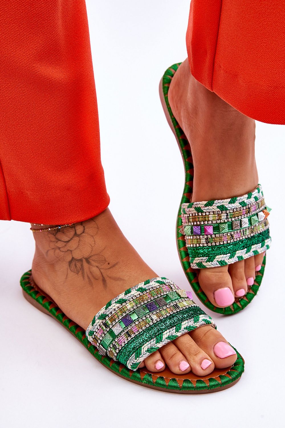  Sandał Klapki Model Bellisa CK270P Green - Step in style 