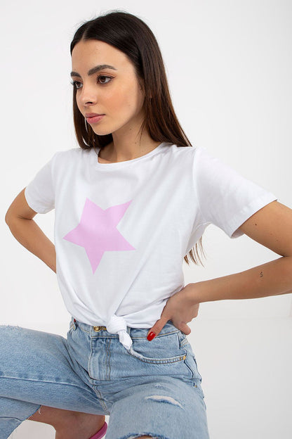   T-shirt Damski Model RV-TS-8626.00 White/Light Violet - BFG 