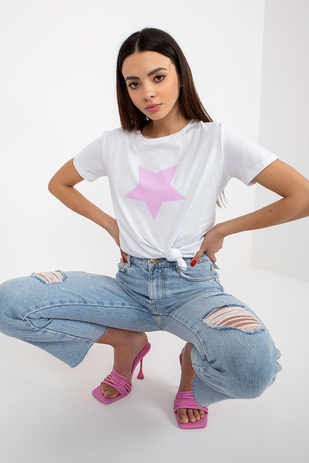   T-shirt Damski Model RV-TS-8626.00 White/Light Violet - BFG 
