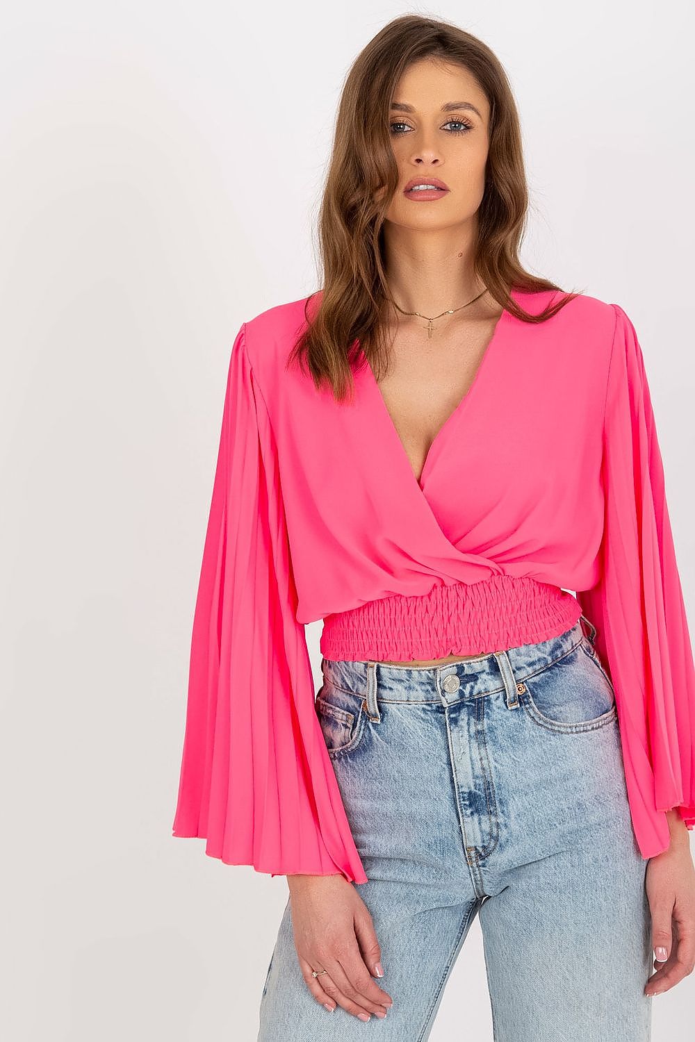   Bluzka Model DHJ-BZ-16503.30X Fluo Pink - Italy Moda 